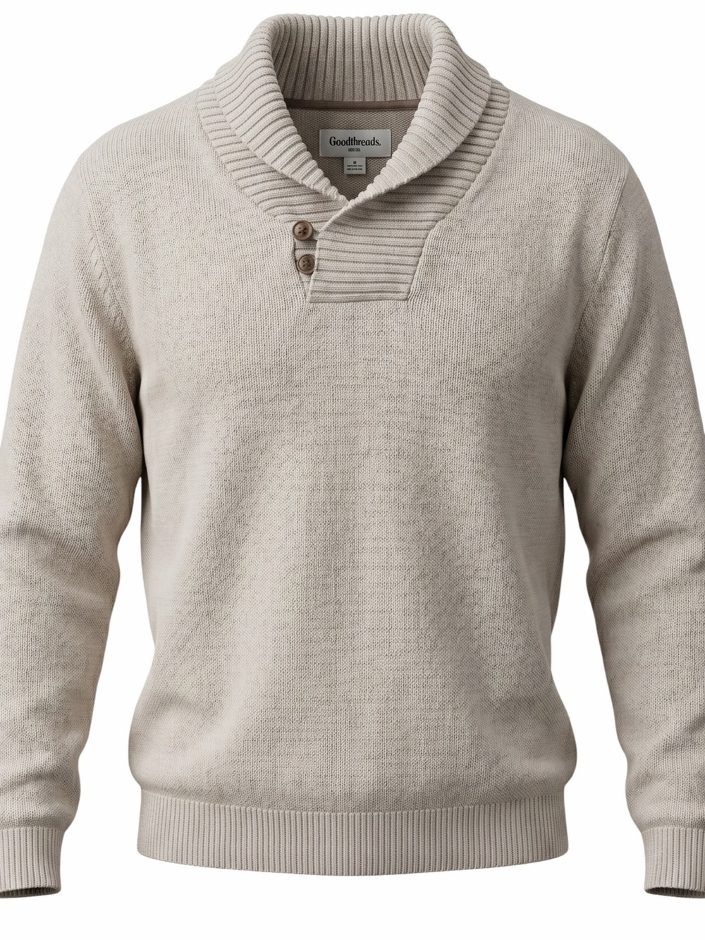 Men's Beige Sweater with Shawl Collar